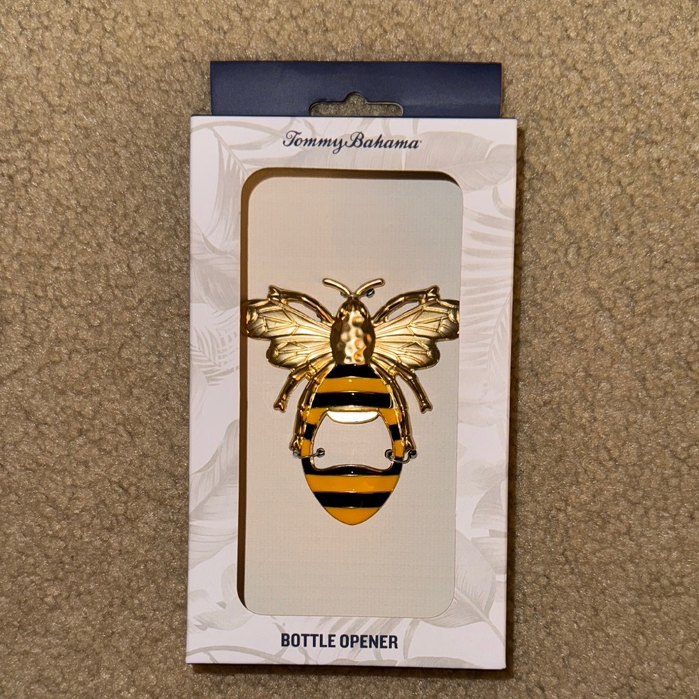 Tommy Bahama Gold and Black Bee Bottle Opener, NEW